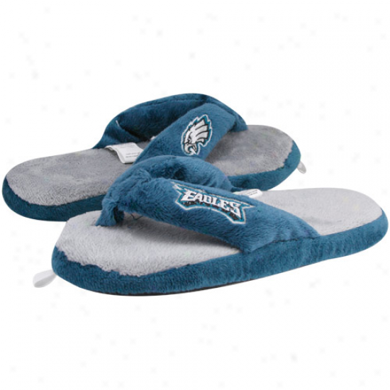 Philadelphia Eagles Ladies Blue-gray Plush Thong Slippers