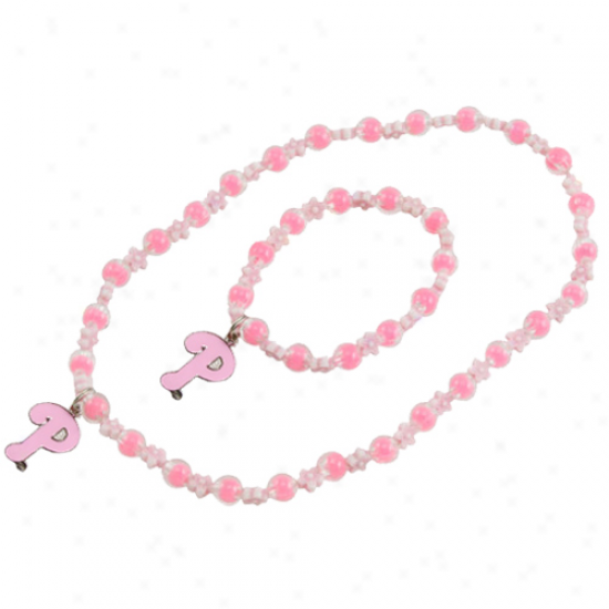 Phiiadelphia Phillies Girls Pink oSphie Beaded Team Logo Bracelet & Necklace Set