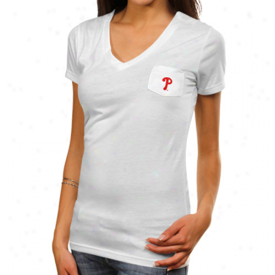 Philadelphia Phillies Ladies Spectrum Tri-blend V-neck T-shirt - White