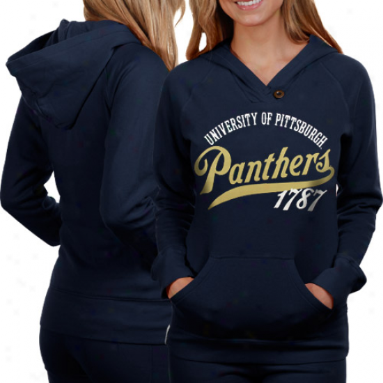 Pittsburgh Panthers Ladies Navy Pedantic  Far Out Pullover Hoodie Sweatshirt