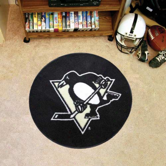 "pittsburgh Penguins 26.5"" Round Hockey Puck Mat"