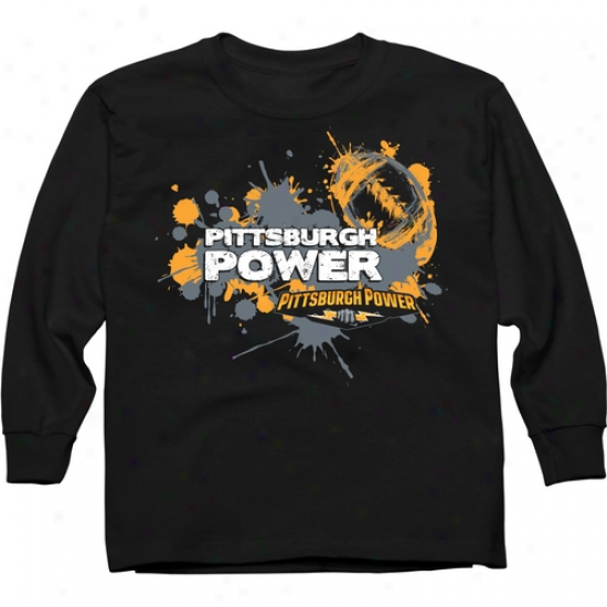 Pittsburgh Power YouthS plat Attack Long Sleeve T-shirt - Black