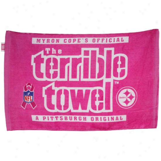 "pittsburgh Steelers 25"" X 16"" Pink Breast Cancer Awareness Mrron Cope Terrible Towel"