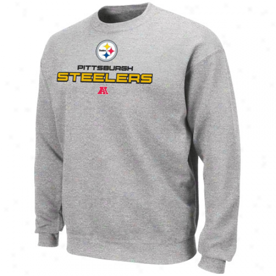 Pittsburgh Steelers Ash Classic Heavyweight Iii Pulloverr Crew Sweatshirt