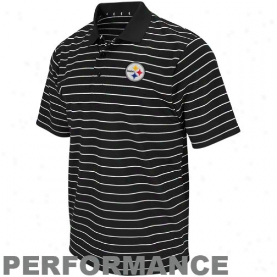 Pittsburgh Steelers Black Fanfare Iii Striped Performance Polo