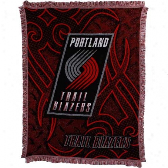 Portland Trail Blazers 48'' X 60'' Red Tattoo Jacquard Woven Blanket Throw