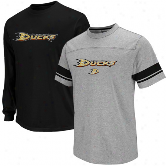 Reebok Anaheim Ducks Youth Black-ash Package T-shirt Combo Set