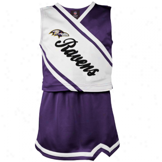 Reebok Baltimore Ravens Toddler Girls Purple-white 2-piece Sleeveless Cheerleader Dress Set