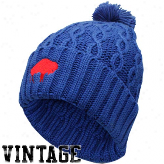 Reebok Buffalo Bills Ladies Imperial Blue Retro Cuffed Pom Cable Kniy Beanie