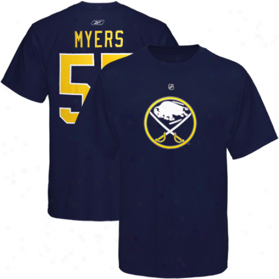 Reebok Buffalo Sabres #57 Tyler Myers Navy Blue Clear Number T-shirt