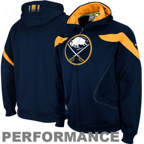 Reebok Buffalo Sabres Navy Blue Center Ice Performance Full Zip Hoodie