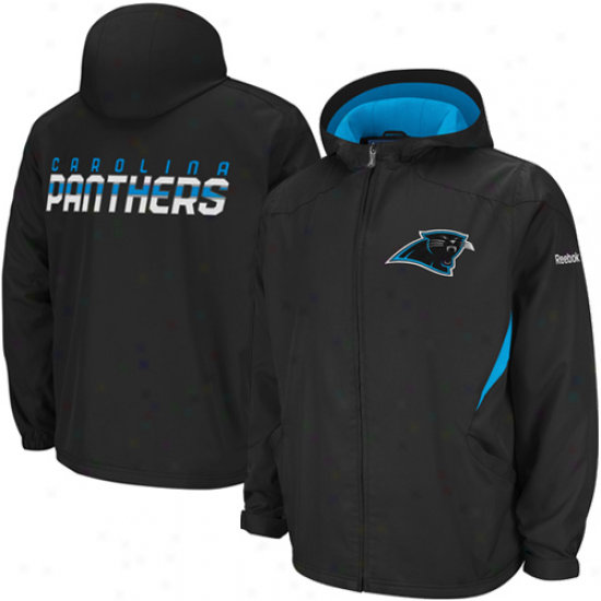 Reebok Carolina Panthers Black Sideline Kickoff Full Zip Hoodie Jacket