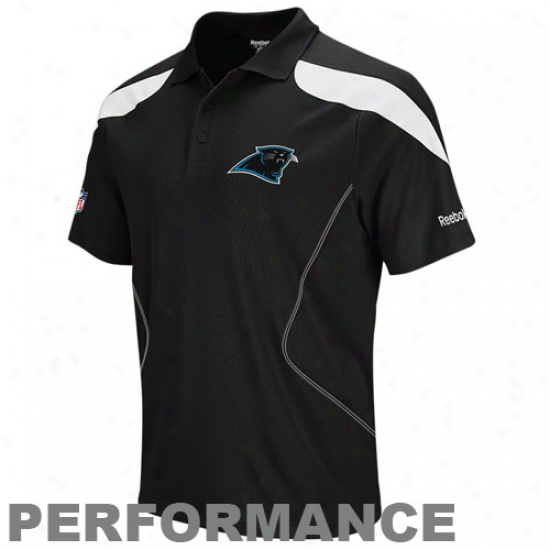 Reebok Carolina Panthers Black-white Sideline Team Performance Polo