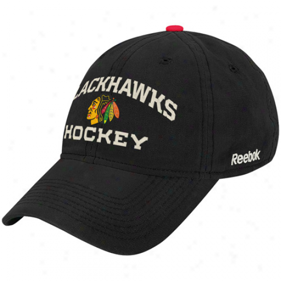 Reebok Chicago Blackhawks Black Official Team Adjustable Hat