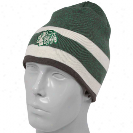 Reebok Chicago Blackhawks Kelly Green-natural St. Patrick's Day Cuffless Knit Beanie