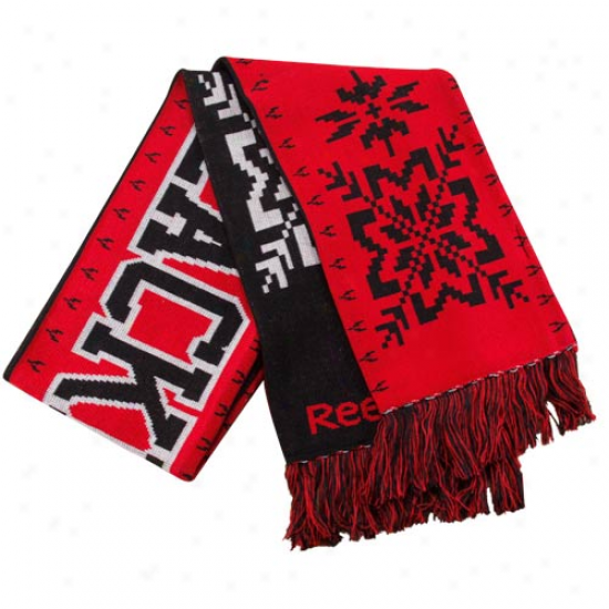 Reebok Chicago Blackhaawks Red-black Team Snowflake Reversible Scarf