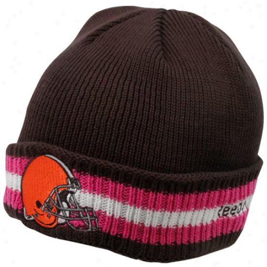 Reebok Cleveland Browns Brown Breast Cancer Awareness Coaches Sideline Cuffed Beanie