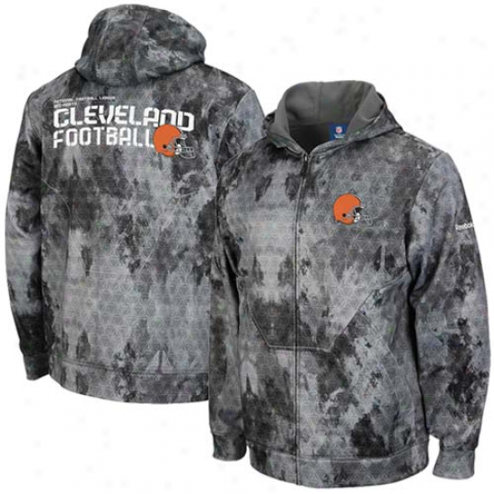 Reebok Cleveland Browns Gray Camo Sideline United Digital Print Full Zip Hoody Sweatshirt