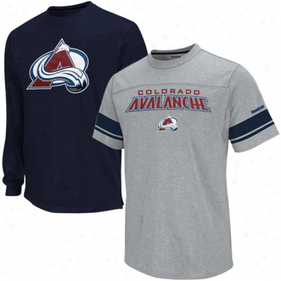 Reebok Colorado Avalanche Youth Navy Blue-ash Package T-shirt Combo Set