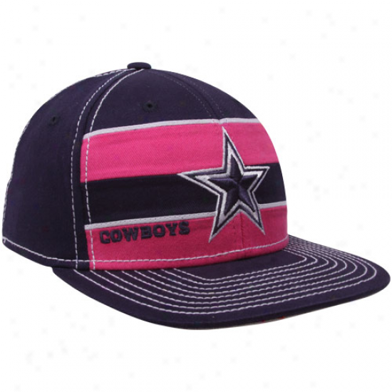 Reebok Dallas Cowboys Navy Blue-pink Breast Cancer Awareness Idler Sideline Flex Hat