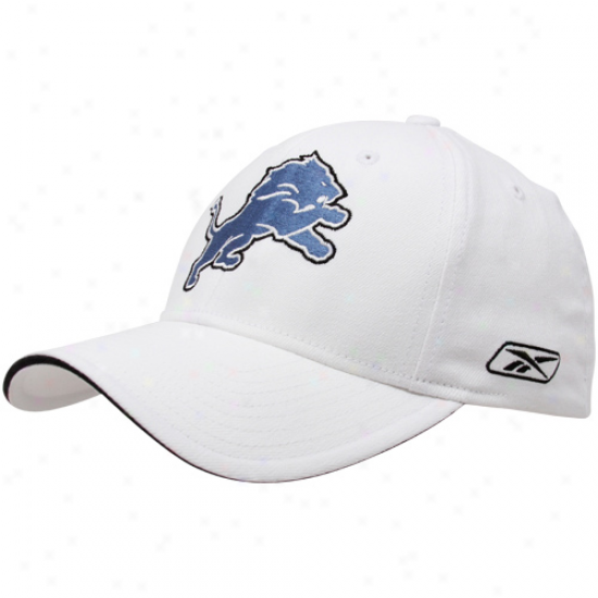 Reebok Detroit Lions White Basic Logo Structured Flex Hat