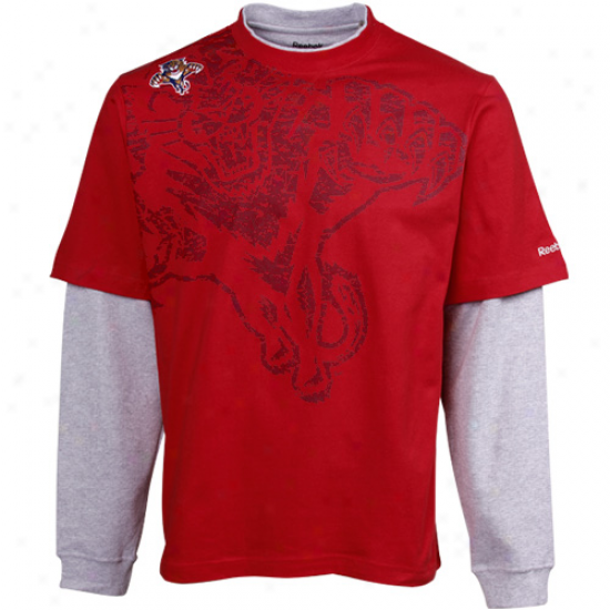 Reebok Florida Panthers Scrimmage Splitter Double Layer Long Sleeve T-shirt - Red