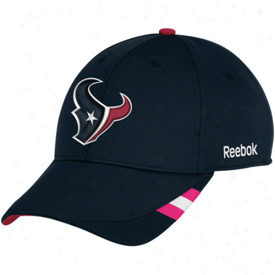 Reebok Houston Texans Navy Blue Breaqt Cancer Awareness Coaches Sideline Flex Hat