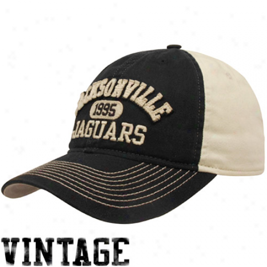 Reebok Jacksonville Jaguars Black-cream Established Lineage Vintage Adjustable Slouch Hat