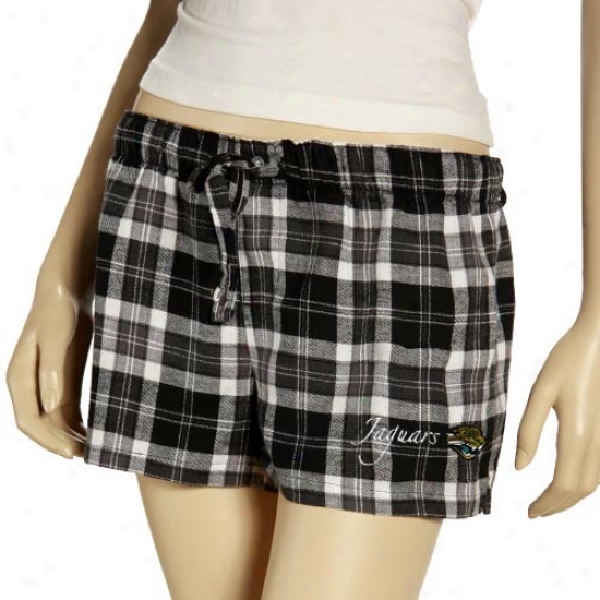 Reebok Jacksonville Jaguars Ladiess Black Plaid Roll Call Pajama Shorts