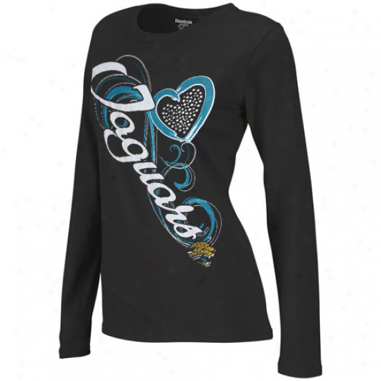 Reebok Jacksonville Jaguars Ladies Sparkle Flourish Long Sleeve T-shirt - Black