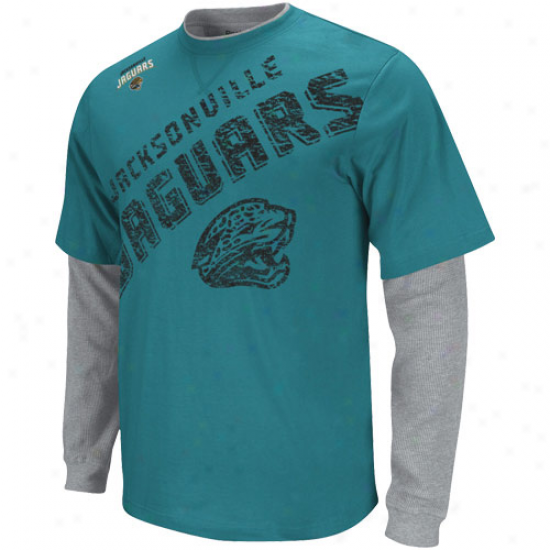 Reeboj Jacksonville Jaguars Scrimmage Splitter Double Stratum Long Sleeve T-shirt - Teal