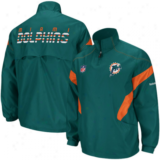 Rebok Miami Dolphins Aqua Momentum Sideline Irascible Lodge Zip Pullover Jacket