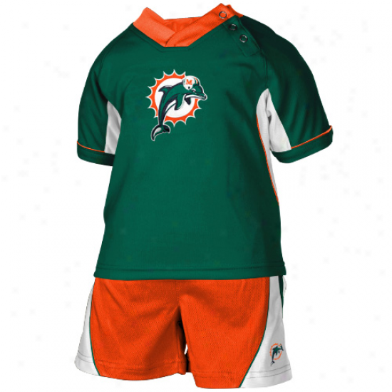 Reebok Miami Dolphins Infant Aqua-coral T-shirt & Shorts Set