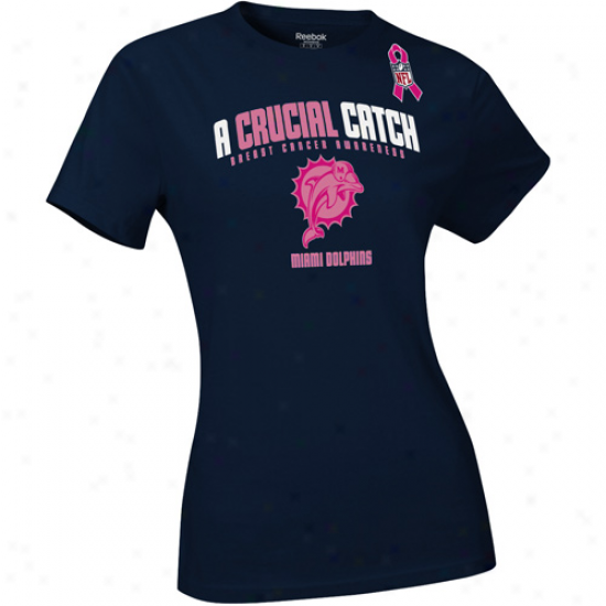 Reebok Miami Dolphins Ladies The Crucial Catch Too T-shirt - aNvy Blue