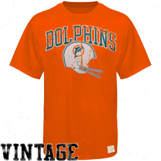 Reebok Miami Dolphins Orange Buttonhook Vintage Premium T-shirt