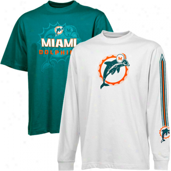 Reebok Miami Dolphins White-aqua Package T-shirt Combo Set