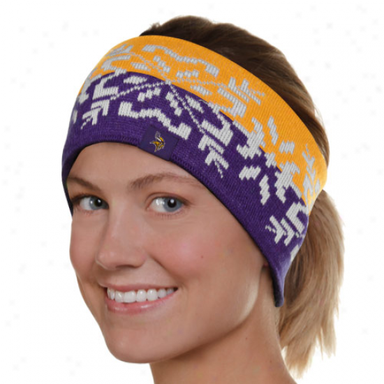Reebok Minnesota Vikings Ladies Gold-purple Two-tone Snowflake Hezdband