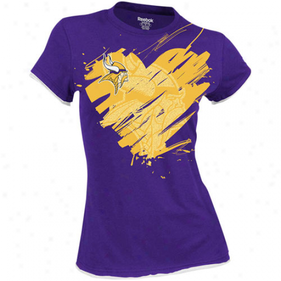 Reebok Minnesota Vikings Ladies Splash Of Love Cap Sleeve T-shirt -P urple