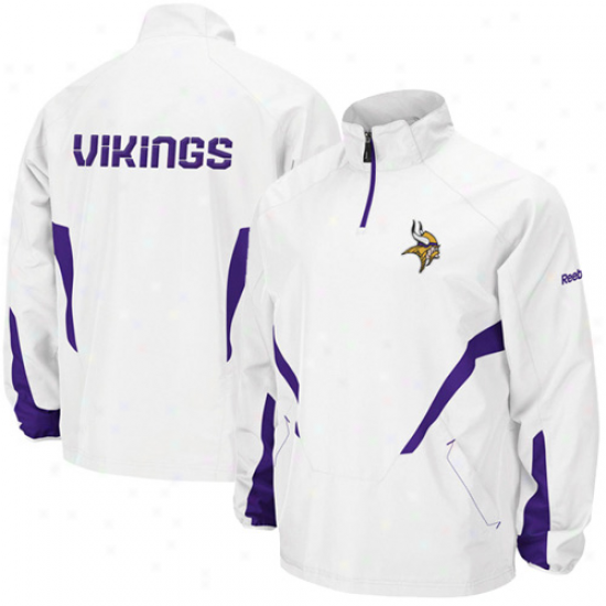 Reebok Minnesota Vikings White Hot Sideline 1/5 Zip Pullover Wind Jacket