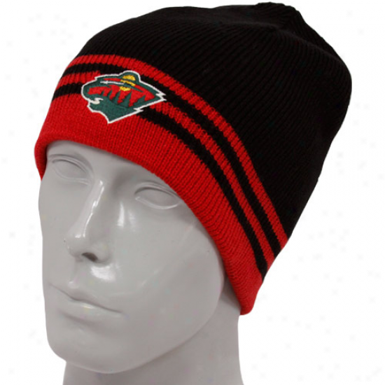 Reebok Minnesota Wild Black-white Reversible Knit Beanie