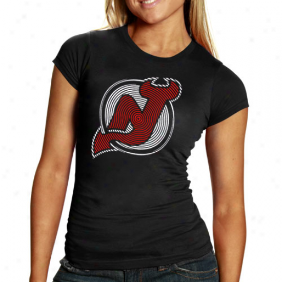Reebok Starting a~ Jersey Devils Ladies Black Spiro Foil Logo T-shirt