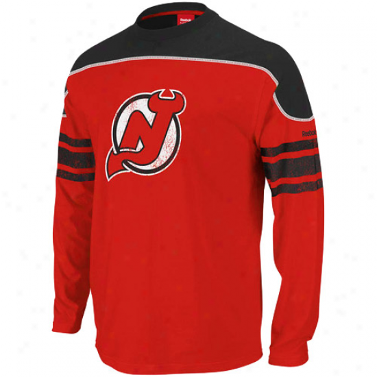 Reebok New Jersey Devils Red-black Shootout Long Sleeve T-shirt