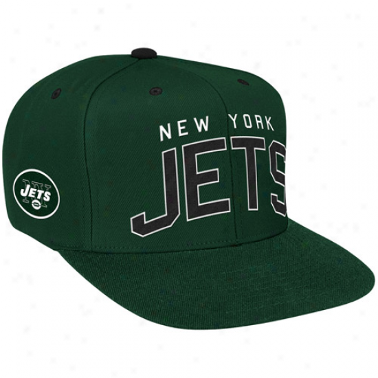 Reebok New York Jets Green Retro Arch Logo Snapback Adjustable Hat