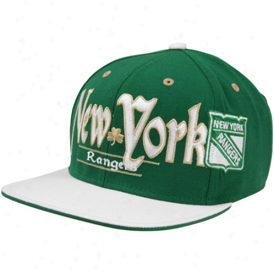 Reebok New York Rangers St. Patrick's Day Snapback Hat - Green-white