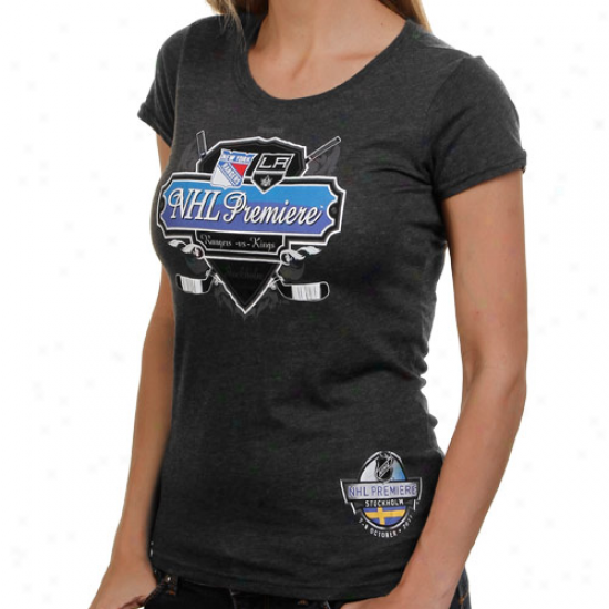 Reebok New York Rangers Vs. Los Angeles Kings Ladies 2011 Nhl Premiere Dueling Heathered T-shirt - Charcoal