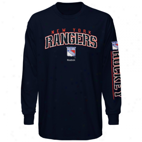 Reebok New York Rangers Youth Framework Long Sleeve T-shirt - Navy Blue