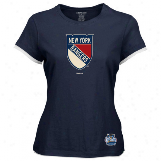 Reebok New York Rangers Youth Girls 2012 Winter Classic Logo Tissue T-shirt - Navy Blue