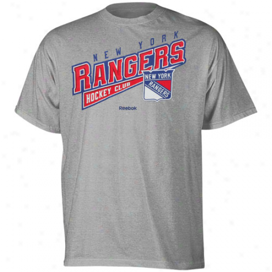 Reebok Repaired York Rangers Youth Hockey Swee T-shirt - Ash