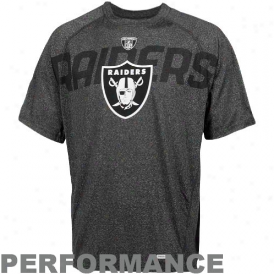 Reenok Nfl Equipment Oakland Raiders Aduible Heathered Speedwick T-shirt - Charcoal