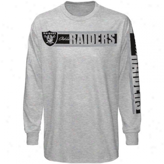 Reebok Oakland Raiders Ash The Stripes Long Sleeve T-shirt